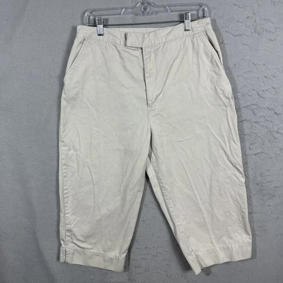 CJ Banks Womens Pants Capri Crop Women's Plus Size 14W Beige - Picture 1 of 10